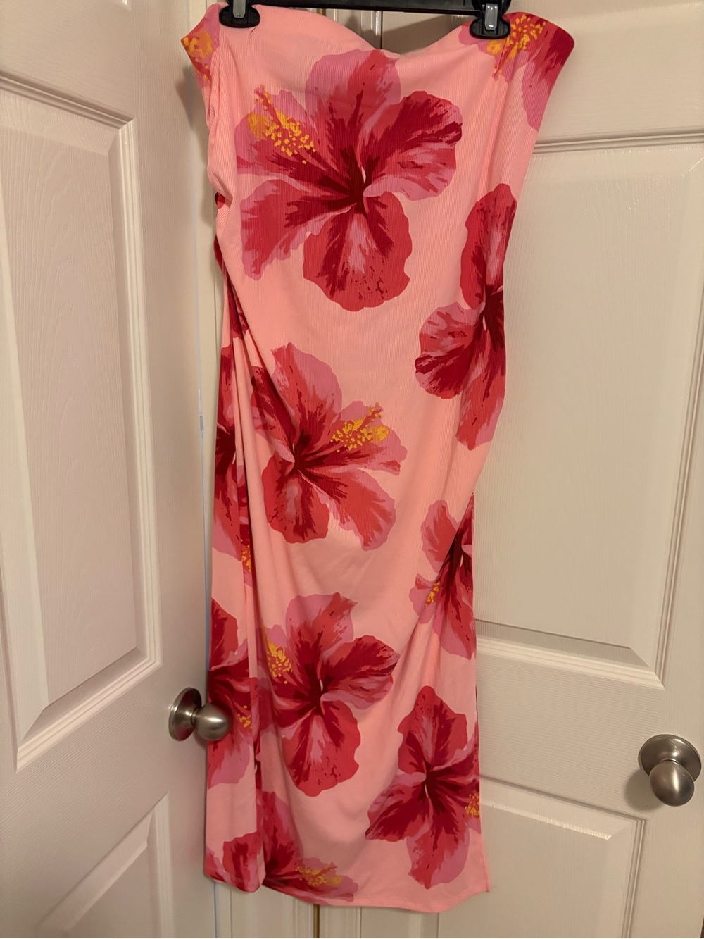 No Boundaries Pink Floral Maxi Dress with Hibiscus Print